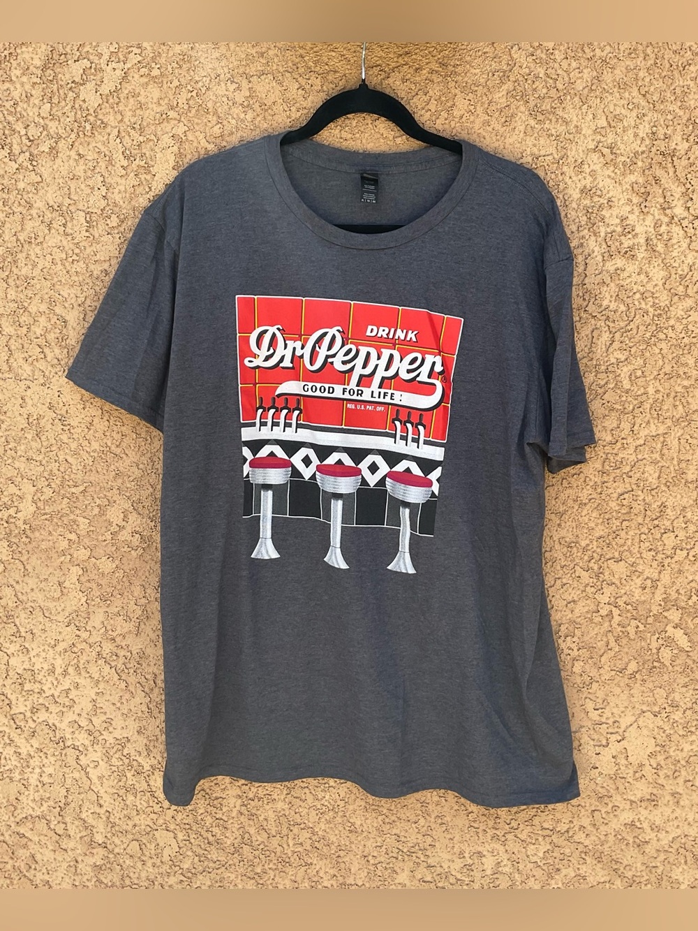 Dr Pepper XL Diner Gray Graphic Tee Shirt Novelty Unisex Casual Retro Anvil